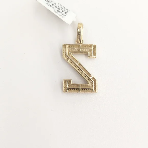 Real Diamond 10kt Two Tone Block Letter Z Pendant